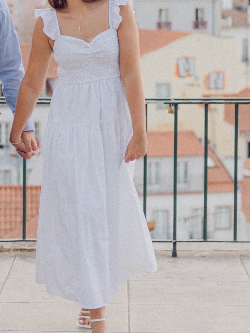 Abercrombie & Fitch White Ruffle-Strap Smocked Midi Dress - Picture 2 of 2